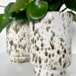 Set gevlekte cheetah potten groen wit beige